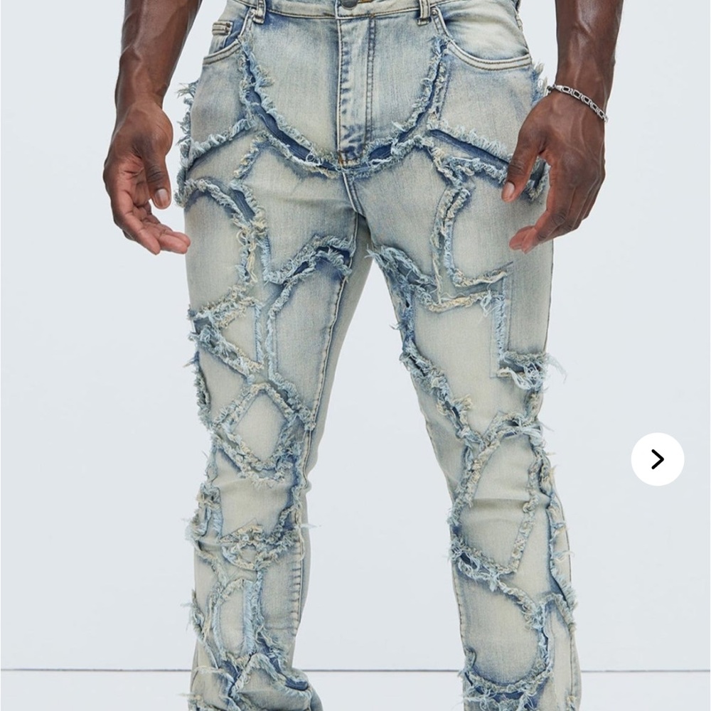 Relaxed Blue Jeans with Distressed Details